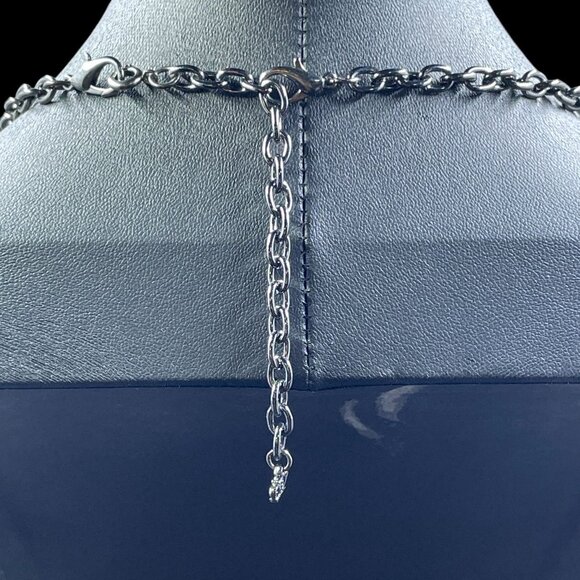 Premier Designs Statement Necklace Chunky Silver Goth Artsy Industrial Boho Punk - Picture 6 of 8